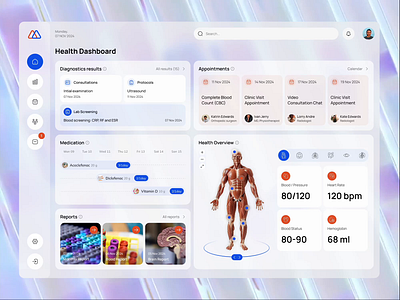 Health Dashboard for patient blood dashboard eprescription health healthcheck prescription ui ux