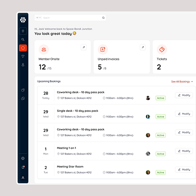 Member Booking Webapp Saas admin animation booking dashboard home member table ui