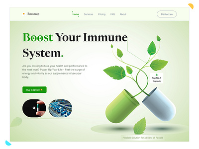 Health Boost Capsule Hero Section Website Design boostcapsulehero creativity figmadesign healthcarehero healthweb landingpagedesign uiuxdesign uniquedesign