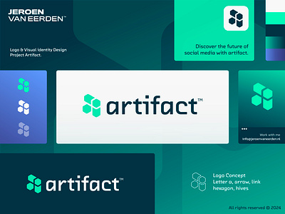 Artifact - Logo Design art artifact branding creative logo gradient jeroen van eerden lettermark logo logo system lowercase a modern logo platform social media visual identity design