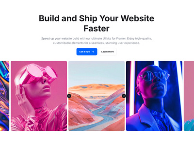 Clean Landing Page Hero Section - Frameblox UI carousel clean cta header headline hero images landing light section slider slideshow ui webdesign