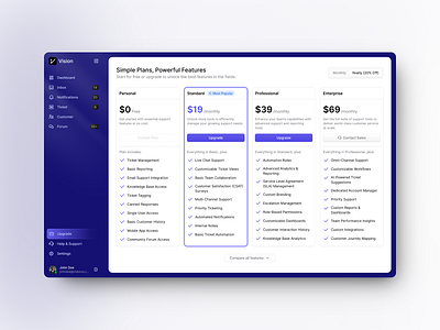 SaaS Pricing Plans - VisionUI app dashboard design linear linear design plans pricing pricing plan ui ui design uiux uiux design ux design