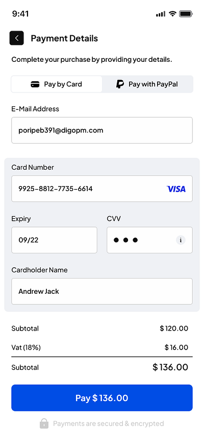 📱 Daily UI Day 2: Credit Card Checkout 💳