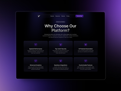 Features Section • Landing Page dark mode design glassmorphism gradient landing page linear linear ui purple saas landing page ui ui design uiux uiux design ux design website