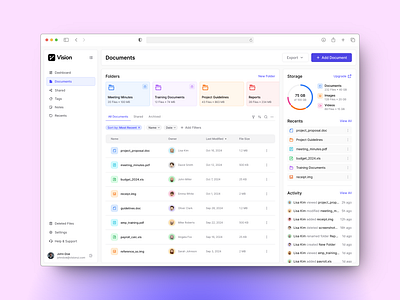 File Storage Management • VisionUI dashboard design file file management saas saas dashboard storage storage management ui ui design uiux uiux design ux design