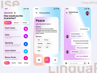 LinguaRise- Empowering Language Learners Worldwide figma inspiration mobile ui ui