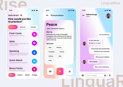 LinguaRise- Empowering Language Learners Worldwide figma inspiration mobile ui ui