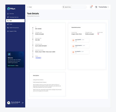 Creator's Task Table creators creators dashboard dashboard dashboard design product design ugc