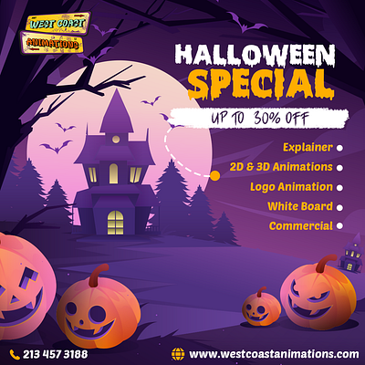 Halloween Animation Deals – Up to 30% OFF! 🎃👻 2d 3d animations branding commercial design explainer graphic design icon identity illustration logo logo animation ui ux vector whiteboard