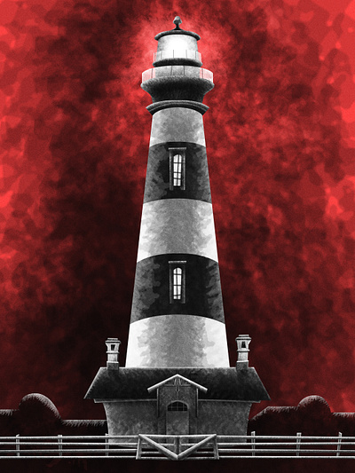 Body Island tower - dark textured illustration collection #11 creepy design house illustration lighttower red sky storm texture tower usa