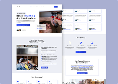 Landing Page : Plumbing Company clean website design handyman landing page plumber website plumbing plumbing services plumbing services company service ui uiux ux web webdesign website