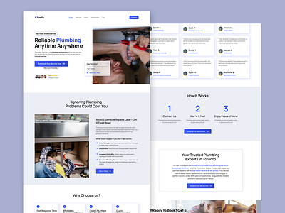 Landing Page : Plumbing Company clean website design handyman landing page plumber website plumbing plumbing services plumbing services company service ui uiux ux web webdesign website