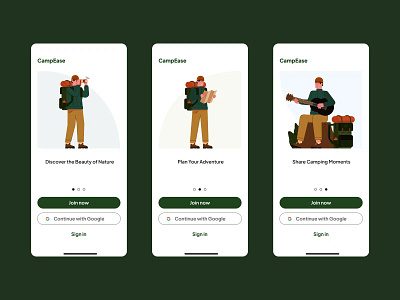 Onboarding Camping App camp camping illustration onboarding ui ux