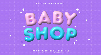 Baby Shop 3d editable text style Template fancy