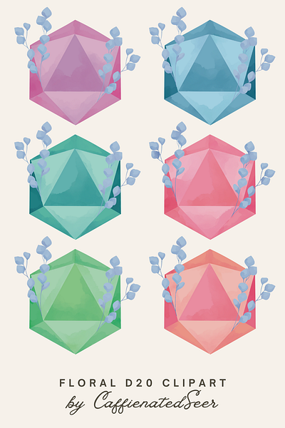 d20 Foliage Clipart Set clipart. digital art graphic design illustration watercolor