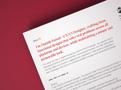 I'm Danish Fareed - Resume clean cv design flat portfolio resume uiux