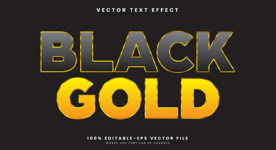 Black Gold 3d editable text style Template finance