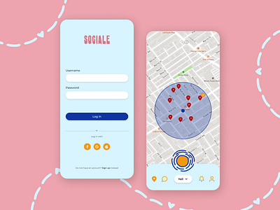 Sociale, A platform to connect social media ui design