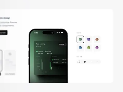 spotlight / flexible design 🚧 adjust app application color custom customization design edit flexible framer illustration mobile modern radius templates ui ui design ux