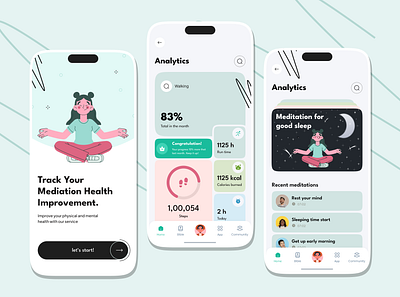 Health care app design concept | Meditation, Gym and Health app app design app ui best ui design branding design free graphic design gym health health care mobile mobile app modern motion graphics physology ui website