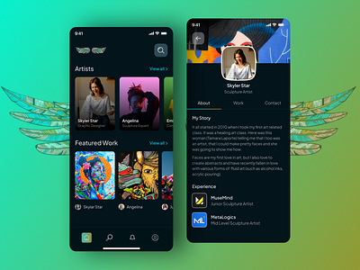 Artists Mobile App android app design app design app ui art app design artist app design artist mobile app artistica design ios app design mobile app design mobile design mobile ui painting app design ui ui design uiux user interface design ux