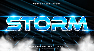 Storm 3d editable text style Template fast power storm thunder