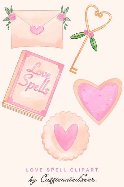 Heart themed Clipart Set clipart. design digital art graphic design illustration surface design watercolor