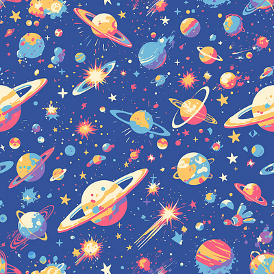 Cosmic Dreams: Outer Space Pattern astronomy inspired art celestial pattern cosmic vector fantasy galaxy galaxy design graphic design outer space illustration planetary design planets and stars retro space art sci fi aesthetic space adventure art space exploration design space pattern space themed art whimsical universe