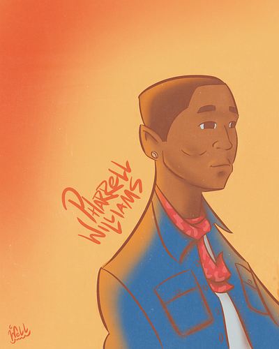 Pharrell Williams artwork cartoon digital2d illustration stylized