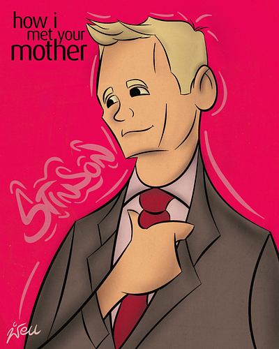 Barney Stinson artwork cartoon digital2d illustration stylized