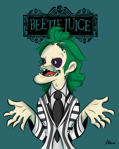 Beetlejuice artwork cartoon digital2d illustration stylized