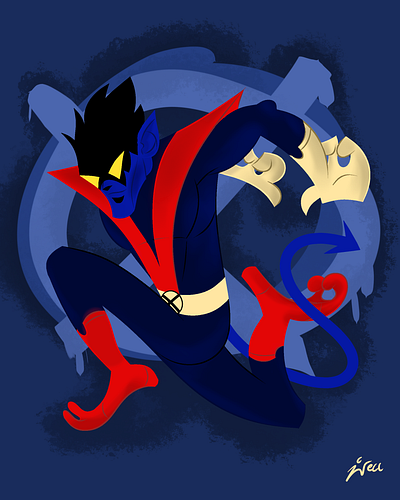 Nightcrawler artwork cartoon comics digital2d illustration marvel stylized