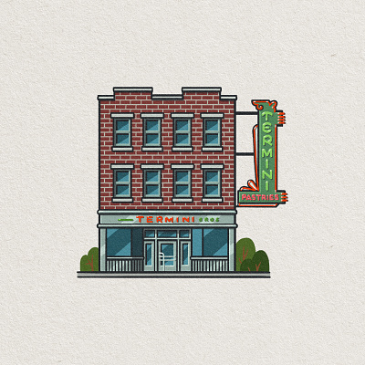 Philly Eats: Termini Bros. architecture bakery drawing illustration italian mario philadelphia philly restaurant retro signage south philly termini bros termini brothers zucca