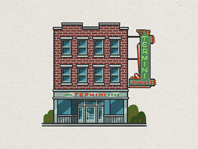 Philly Eats: Termini Bros. architecture bakery drawing illustration italian mario philadelphia philly restaurant retro signage south philly termini bros termini brothers zucca