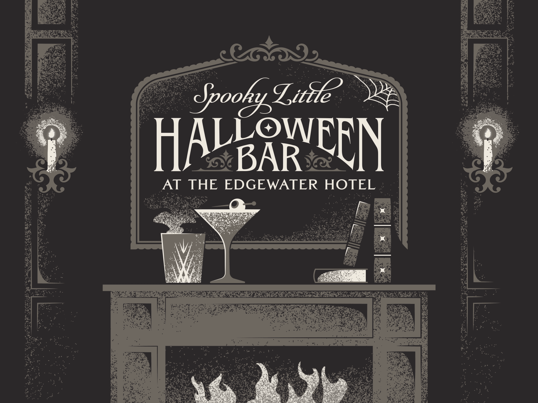 Spooky Little Halloween Bar 2d 2d design brand branding design event promo event promotion gothic graphic design halloween hospitality illustration illustration design