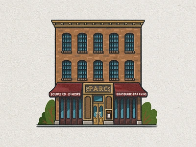 Philly Eats: Parc 2d architecture bistro brasserie building drawing food foodie french illustration mario parc philadelphia philly restaurant rittenhouse rittenhouse square whimsical zucca