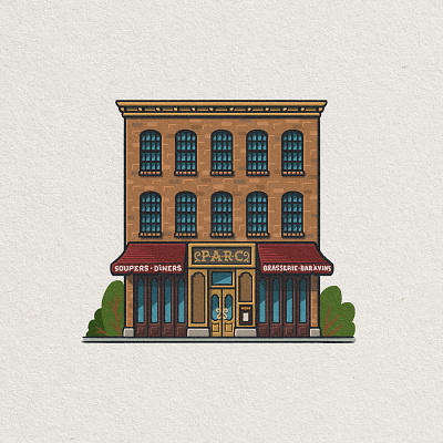 Philly Eats: Parc 2d architecture bistro brasserie building drawing food foodie french illustration mario parc philadelphia philly restaurant rittenhouse rittenhouse square whimsical zucca