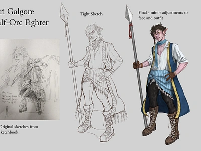 Character Sheet - Half-Orc Fighter character art character design concept art digital art dnd dungeons and dragons illustration