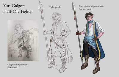 Character Sheet - Half-Orc Fighter character art character design concept art digital art dnd dungeons and dragons illustration