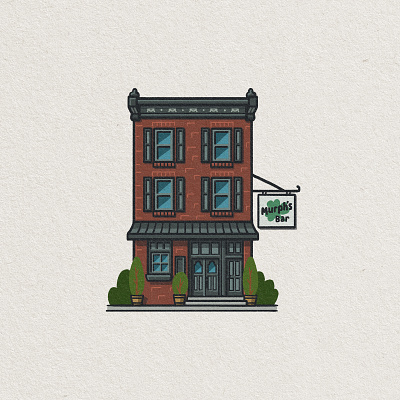 Philly Eats: Murph's Bar 2d architecture bar building drawing fishtown food foodie illustration irish italian mario murphs philadelphia philly restaurant whimsical zucca