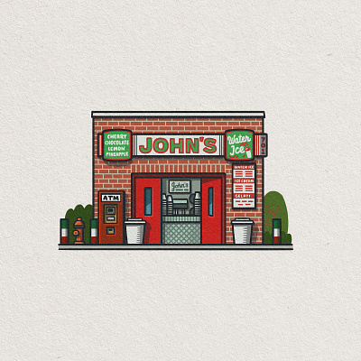 Philly Eats: John's Water Ice 2d architecture drawing gelati ice cream illustration italian johns mario nostalgic philadelphia philly restaurant south philly water ice whimsical zucca