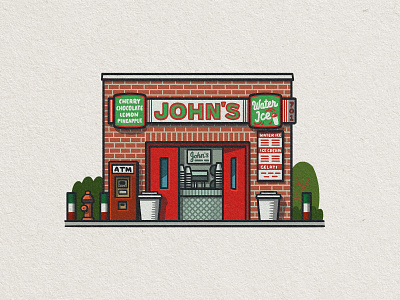 Philly Eats: John's Water Ice 2d architecture drawing gelati ice cream illustration italian johns mario nostalgic philadelphia philly restaurant south philly water ice whimsical zucca