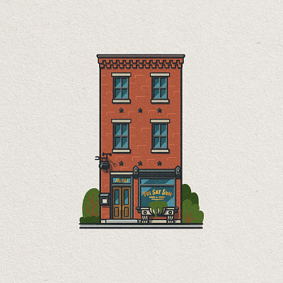 Philly Eats: Friday Saturday Sunday 2d architecture building drawing food foodie friday saturday sunday illustration mario philadelphia philly restaurant rowhome whimsical zucca