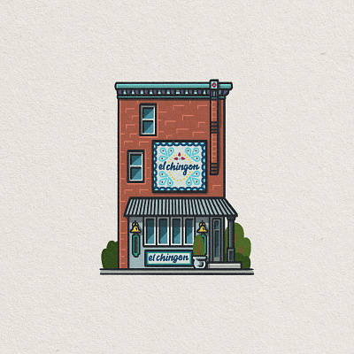 Philly Eats: El Chingon 2d architecture building drawing el chingon food foodie illustration mario mexican philadelphia philly restaurant south philly whimsical zucca