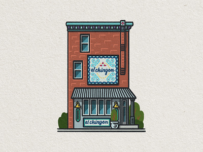 Philly Eats: El Chingon 2d architecture building drawing el chingon food foodie illustration mario mexican philadelphia philly restaurant south philly whimsical zucca