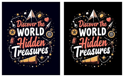 Hidden Treasures Typography T-shirt 3d animation app branding design graphic design illustration logo motion graphics typography ui ux vector