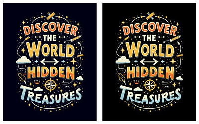 Hidden Treasures Typography T-shirt 3d animation app branding design graphic design illustration logo motion graphics typography ui ux vector