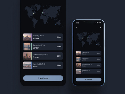 World clock - mobile app app app design application design graphic design ui ui design