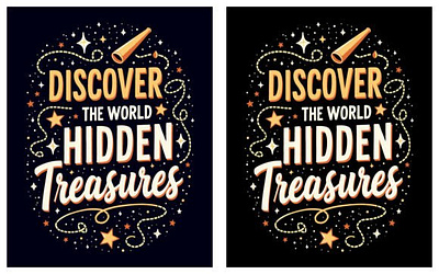 Hidden Treasures Typography T-shirt 3d animation app branding design graphic design illustration logo motion graphics typography ui ux vector