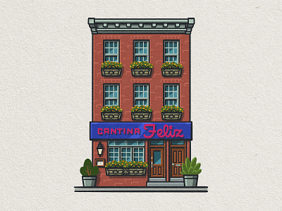 Philly Eats: Cantina "Calaca" Feliz 2d architecture building calaca cantina feliz drawing fairmount food foodie illustration mario mexican philadelphia philly restaurant whimsical zucca